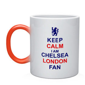 Кружка хамелеон с принтом keep calm I am Chelsea London fan , керамика | меняет цвет при нагревании, емкость 330 мл | лондон