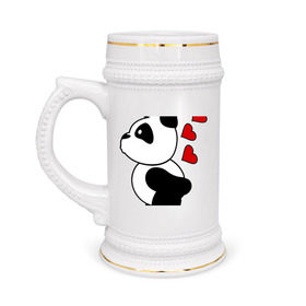 Кружка пивная с принтом Поцелуй панды (парная) ,  керамика (Материал выдерживает высокую температуру, стоит избегать резкого перепада температур) |  объем 630 мл | панда