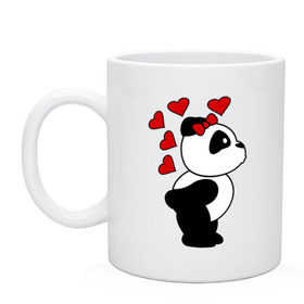 Кружка с принтом Поцелуй панды (парная) , керамика | объем — 330 мл, диаметр — 80 мм. Принт наносится на бока кружки, можно сделать два разных изображения | Тематика изображения на принте: панда