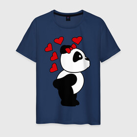 Мужская футболка хлопок с принтом Поцелуй панды (парная) , 100% хлопок | прямой крой, круглый вырез горловины, длина до линии бедер, слегка спущенное плечо. | панда
