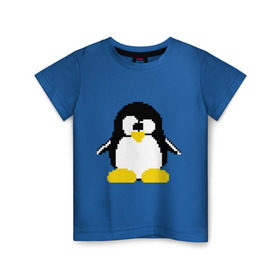 Детская футболка хлопок с принтом Битовый пингвин Linux , 100% хлопок | круглый вырез горловины, полуприлегающий силуэт, длина до линии бедер | админам | компьютерные | линукс | операционная система | ос