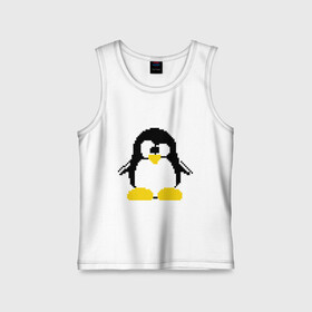 Детская майка хлопок с принтом Битовый пингвин Linux ,  |  | админам | компьютерные | линукс | операционная система | ос