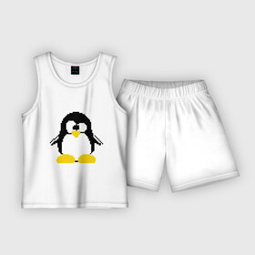 Детская пижама с шортами хлопок с принтом Битовый пингвин Linux ,  |  | админам | компьютерные | линукс | операционная система | ос