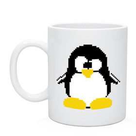 Кружка с принтом Битовый пингвин Linux , керамика | объем — 330 мл, диаметр — 80 мм. Принт наносится на бока кружки, можно сделать два разных изображения | админам | компьютерные | линукс | операционная система | ос