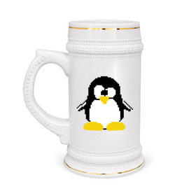Кружка пивная с принтом Битовый пингвин Linux ,  керамика (Материал выдерживает высокую температуру, стоит избегать резкого перепада температур) |  объем 630 мл | Тематика изображения на принте: админам | компьютерные | линукс | операционная система | ос