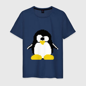 Мужская футболка хлопок с принтом Битовый пингвин Linux , 100% хлопок | прямой крой, круглый вырез горловины, длина до линии бедер, слегка спущенное плечо. | админам | компьютерные | линукс | операционная система | ос