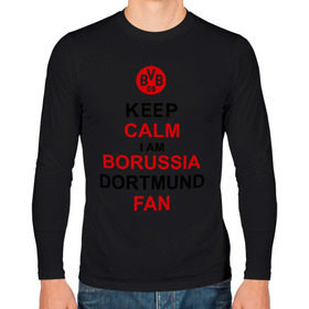 Мужской лонгслив хлопок с принтом keep calm i am Borussia Dortmund fan , 100% хлопок |  | football | болельщикам | борусия | боруссия | спорт | фк | футбольнsй клуб | футбольные
