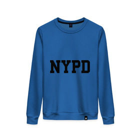Женский свитшот хлопок с принтом NYPD , 100% хлопок | прямой крой, круглый вырез, на манжетах и по низу широкая трикотажная резинка  | new york | силовые структуры