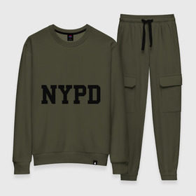 Женский костюм хлопок с принтом NYPD , 100% хлопок | на свитшоте круглая горловина, мягкая резинка по низу. Брюки заужены к низу, на них два вида карманов: два 