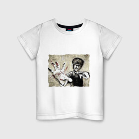 Детская футболка хлопок с принтом Bruce Lee , 100% хлопок | круглый вырез горловины, полуприлегающий силуэт, длина до линии бедер | брюс ли