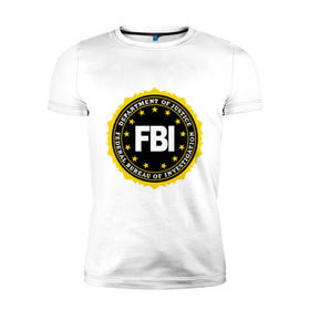 Мужская футболка премиум с принтом FBI , 92% хлопок, 8% лайкра | приталенный силуэт, круглый вырез ворота, длина до линии бедра, короткий рукав | Тематика изображения на принте: fbi | federal bureau of investigation | newtop | америка | спецслужбы | сша | фбр | федеральное бюро расследований
