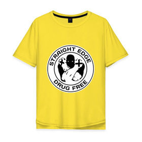 Мужская футболка хлопок Oversize с принтом Streght edge (sXe) (3) , 100% хлопок | свободный крой, круглый ворот, “спинка” длиннее передней части | drug free | hardcore | streght edge | sxe | музыка