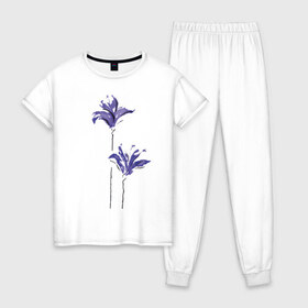 Женская пижама хлопок с принтом Другие цветы , 100% хлопок | брюки и футболка прямого кроя, без карманов, на брюках мягкая резинка на поясе и по низу штанин | девушкам | красивые рисунки | цветочки
