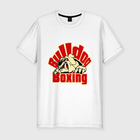 Мужская футболка премиум с принтом Bulldog Boxing , 92% хлопок, 8% лайкра | приталенный силуэт, круглый вырез ворота, длина до линии бедра, короткий рукав | 