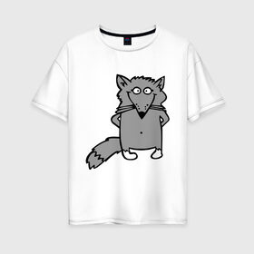 Женская футболка хлопок Oversize с принтом Хитрый лис , 100% хлопок | свободный крой, круглый ворот, спущенный рукав, длина до линии бедер
 | лис | лисенок | смешной лис