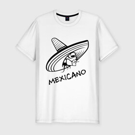 Мужская футболка премиум с принтом Mexicano , 92% хлопок, 8% лайкра | приталенный силуэт, круглый вырез ворота, длина до линии бедра, короткий рукав | mexicano | skull | мексиканец | череп