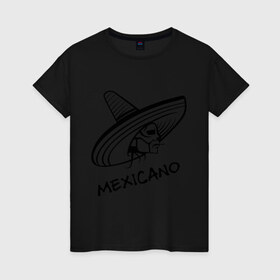 Женская футболка хлопок с принтом Mexicano , 100% хлопок | прямой крой, круглый вырез горловины, длина до линии бедер, слегка спущенное плечо | Тематика изображения на принте: mexicano | skull | мексиканец | череп