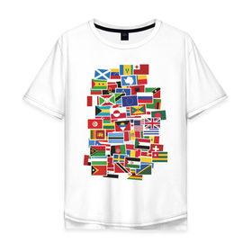 Мужская футболка хлопок Oversize с принтом Flag sticker bombing , 100% хлопок | свободный крой, круглый ворот, “спинка” длиннее передней части | flags | sticker bombing | tourist | стикер бомбинг | стикеры | туристические | туристы | флаги