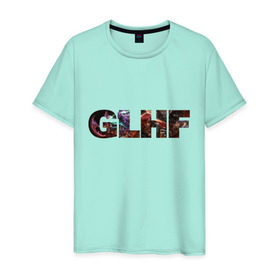 Мужская футболка хлопок с принтом GLHF полноцвет , 100% хлопок | прямой крой, круглый вырез горловины, длина до линии бедер, слегка спущенное плечо. | games | glhf | good luck  have fun | league of legends | leaguelegends | lol | t shirts | игры | лига легенд
