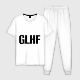 Мужская пижама хлопок с принтом GLHF , 100% хлопок | брюки и футболка прямого кроя, без карманов, на брюках мягкая резинка на поясе и по низу штанин
 | games | glhf | good luck  have fun | league of legends | lol | лига легенд