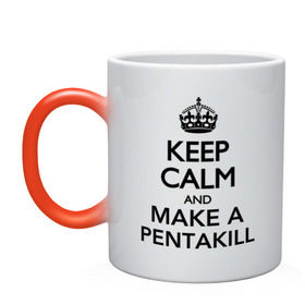 Кружка хамелеон с принтом Keep calm and make a pentakill , керамика | меняет цвет при нагревании, емкость 330 мл | Тематика изображения на принте: games | keep calm and make a pentakill | league of legends | leaguelegends | lol | pentakill | игры | лига легенд