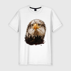 Мужская футболка премиум с принтом Орел , 92% хлопок, 8% лайкра | приталенный силуэт, круглый вырез ворота, длина до линии бедра, короткий рукав | Тематика изображения на принте: голова | голова орла | кавказ | кавказец | орёл | птица | птичка