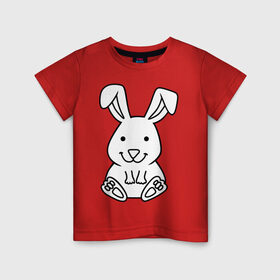 Детская футболка хлопок с принтом Милый зайчик , 100% хлопок | круглый вырез горловины, полуприлегающий силуэт, длина до линии бедер | зайчик | заяц | звереныш | кролик | милый зайчик