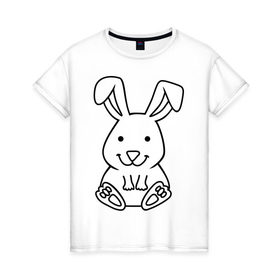 Женская футболка хлопок с принтом Милый зайчик , 100% хлопок | прямой крой, круглый вырез горловины, длина до линии бедер, слегка спущенное плечо | зайчик | заяц | звереныш | кролик | милый зайчик