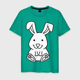 Мужская футболка хлопок с принтом Милый зайчик , 100% хлопок | прямой крой, круглый вырез горловины, длина до линии бедер, слегка спущенное плечо. | зайчик | заяц | звереныш | кролик | милый зайчик