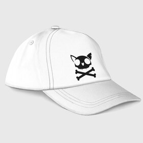 Бейсболка с принтом кошачий пиратскй флаг , 100% хлопок | классический козырек, металлическая застежка-регулятор размера | Тематика изображения на принте: кости | кошачий пиратский флаг | пиратский флаг | череп | череп кошки