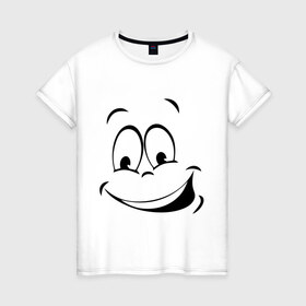Женская футболка хлопок с принтом Радость , 100% хлопок | прямой крой, круглый вырез горловины, длина до линии бедер, слегка спущенное плечо | smail | глаза | радость | смайл | улыбка