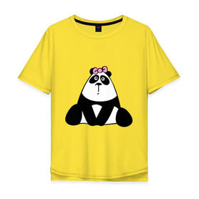 Мужская футболка хлопок Oversize с принтом Милая пандочка , 100% хлопок | свободный крой, круглый ворот, “спинка” длиннее передней части | панда