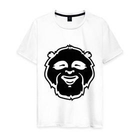 Мужская футболка хлопок с принтом Веселая панда , 100% хлопок | прямой крой, круглый вырез горловины, длина до линии бедер, слегка спущенное плечо. | Тематика изображения на принте: панда смеётся | прикольная панда | улыбка