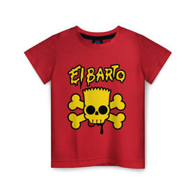 Детская футболка хлопок с принтом El Barto , 100% хлопок | круглый вырез горловины, полуприлегающий силуэт, длина до линии бедер | кости | мексика симпсон | прикольная картинка | череп