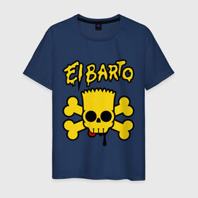 Мужская футболка хлопок с принтом El Barto , 100% хлопок | прямой крой, круглый вырез горловины, длина до линии бедер, слегка спущенное плечо. | кости | мексика симпсон | прикольная картинка | череп