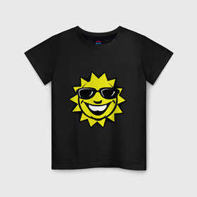 Детская футболка хлопок с принтом Яркое солнышко , 100% хлопок | круглый вырез горловины, полуприлегающий силуэт, длина до линии бедер | smile | очки | позитив | прикольные картинки | смайл | солнце | солнышко | улыбка | яркое солнышко