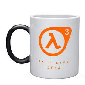 Кружка хамелеон с принтом Half - life 3 , керамика | меняет цвет при нагревании, емкость 330 мл | компьютерные игры