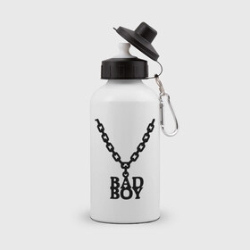 Бутылка спортивная с принтом Цепочка bad boy , металл | емкость — 500 мл, в комплекте две пластиковые крышки и карабин для крепления | Тематика изображения на принте: bad boy