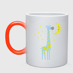 Кружка хамелеон с принтом Сказочный жираф , керамика | меняет цвет при нагревании, емкость 330 мл | животные | жираф | сказка | сказочный жираф
