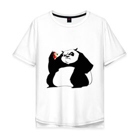 Мужская футболка хлопок Oversize с принтом Жирная панда , 100% хлопок | свободный крой, круглый ворот, “спинка” длиннее передней части | панда