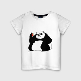 Детская футболка хлопок с принтом Жирная панда , 100% хлопок | круглый вырез горловины, полуприлегающий силуэт, длина до линии бедер | панда