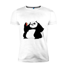 Мужская футболка премиум с принтом Жирная панда , 92% хлопок, 8% лайкра | приталенный силуэт, круглый вырез ворота, длина до линии бедра, короткий рукав | панда