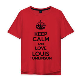 Мужская футболка хлопок Oversize с принтом Keep calm and love Louis Tomlinson , 100% хлопок | свободный крой, круглый ворот, “спинка” длиннее передней части | Тематика изображения на принте: 1d | keep calm | louis tomlinson | music | one direction | луи томлинсон