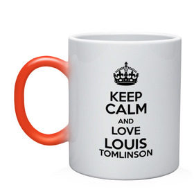 Кружка хамелеон с принтом Keep calm and love Louis Tomlinson , керамика | меняет цвет при нагревании, емкость 330 мл | Тематика изображения на принте: 1d | keep calm | louis tomlinson | music | one direction | луи томлинсон