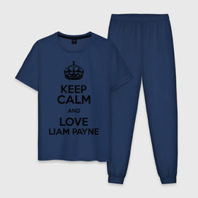 Мужская пижама хлопок с принтом Keep calm and love Liam Payne , 100% хлопок | брюки и футболка прямого кроя, без карманов, на брюках мягкая резинка на поясе и по низу штанин
 | Тематика изображения на принте: 1d | keep calm | liam payne | music | one direction | лиам пейн