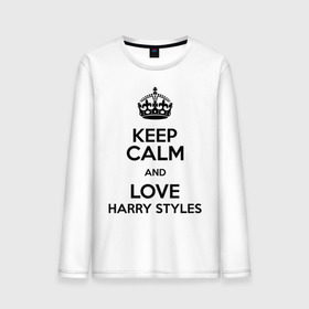 Мужской лонгслив хлопок с принтом Keep calm and love Harry Styles , 100% хлопок |  | Тематика изображения на принте: 1d | harry styles | keep calm | music | one direction | гарри стайлс