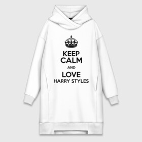 Платье-худи хлопок с принтом Keep calm and love Harry Styles ,  |  | 1d | harry styles | keep calm | music | one direction | гарри стайлс