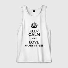 Мужская майка хлопок с принтом Keep calm and love Harry Styles , 100% хлопок |  | Тематика изображения на принте: 1d | harry styles | keep calm | music | one direction | гарри стайлс