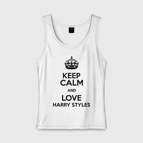 Женская майка хлопок с принтом Keep calm and love Harry Styles , 95% хлопок, 5% эластан |  | 1d | harry styles | keep calm | music | one direction | гарри стайлс