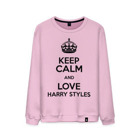 Мужской свитшот хлопок с принтом Keep calm and love Harry Styles , 100% хлопок |  | 1d | harry styles | keep calm | music | one direction | гарри стайлс